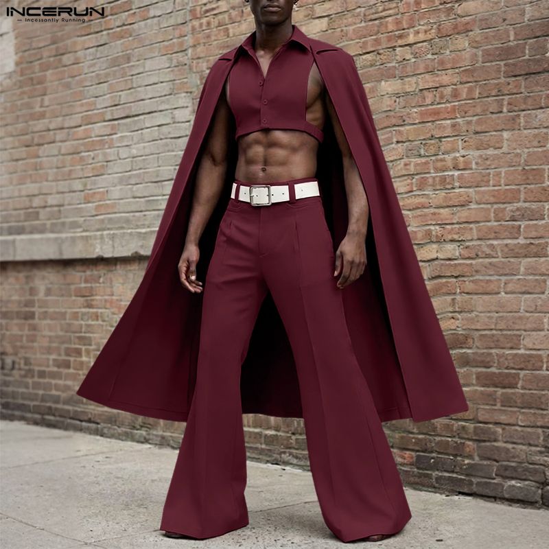 Mens Fashion Suits - INCERUN Mannen Sets Effen Kleur Revers