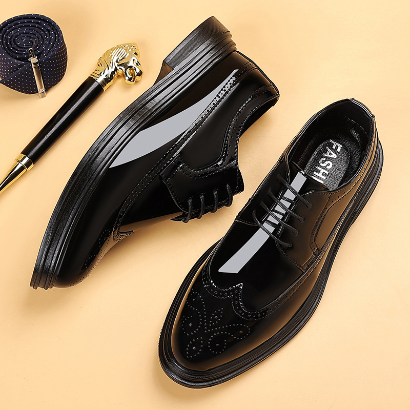 Oxford Shoes Brogue - Heren Patentleren Brogue Herenschoenen met Veters,