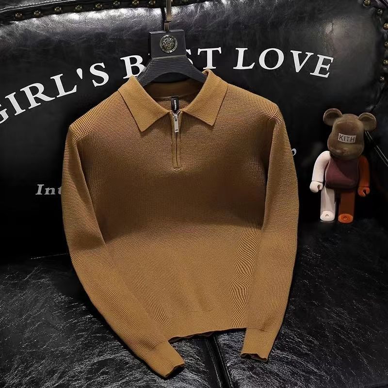 Men'S Fashion Zip Sweater - Stijlvol gebreid poloshirt voor heren met