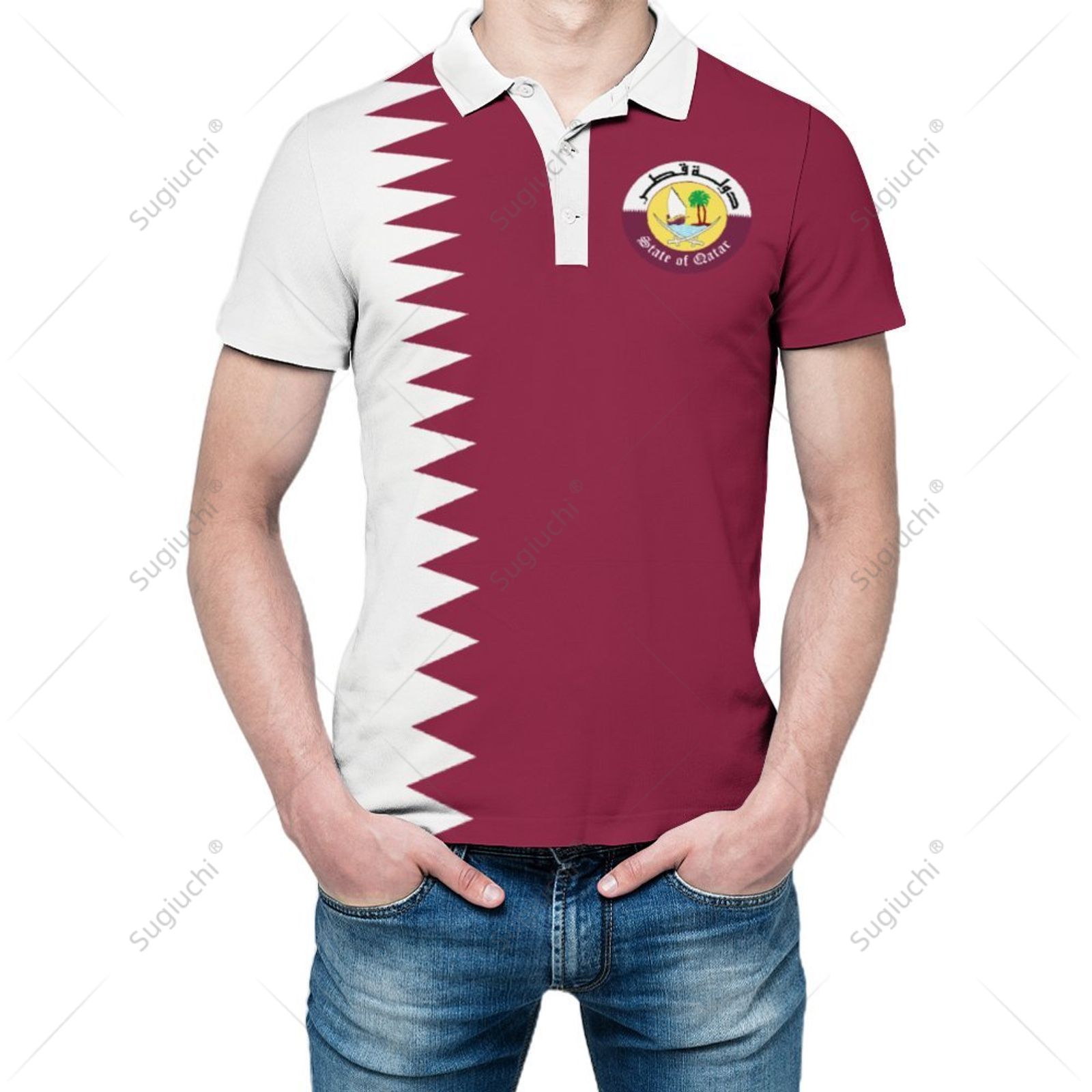 Men'S Fashion Qatar - Unisex poloshirt Qatar vlag 3D print