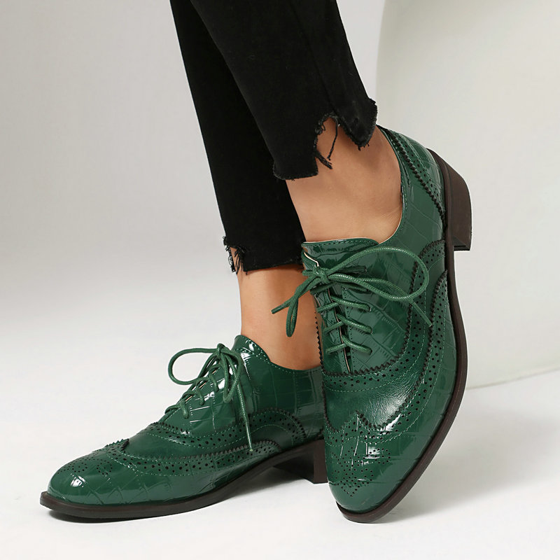 Oxford Shoes Brogue - Dames Brogue Oxford schoenen met steenprint,