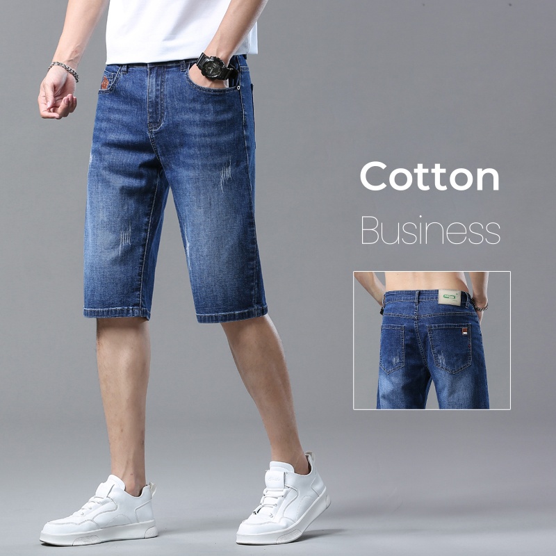 Men Fashion Jeans - Herenshorts Zomer rechte denim shorts Blauw
