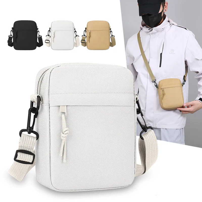Crossbody Bag Men - Eenvoudige effen canvas mini vierkante tas,