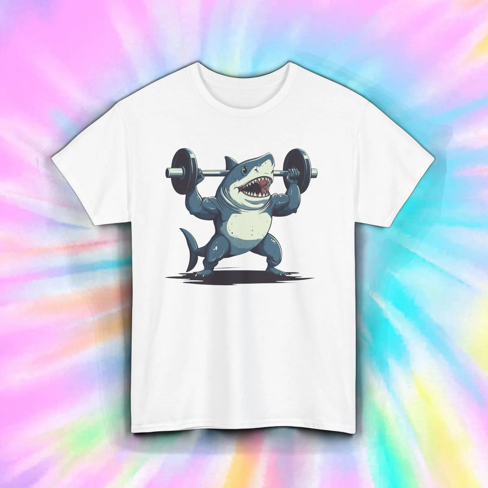 Muscle Tee Workout - Shark Lifting Gewichten Shirt Grappige Spier