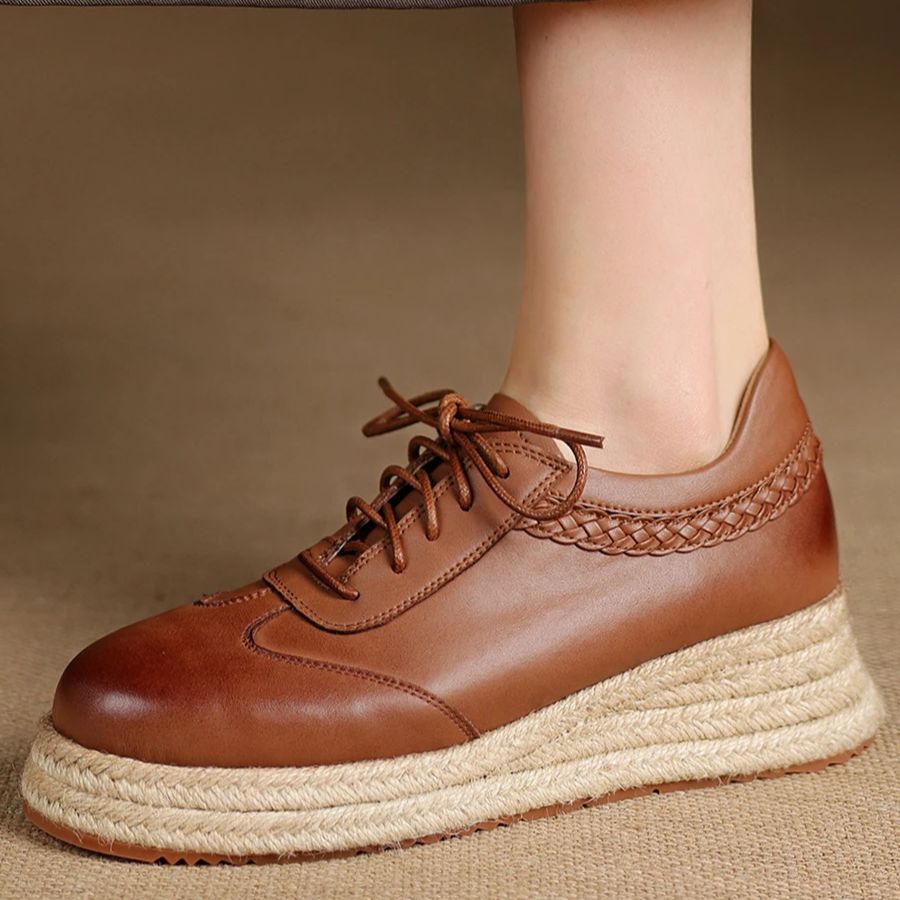 Oxford Shoes Brogue - EAGSITY Koe Leer bruin oxford schoenen