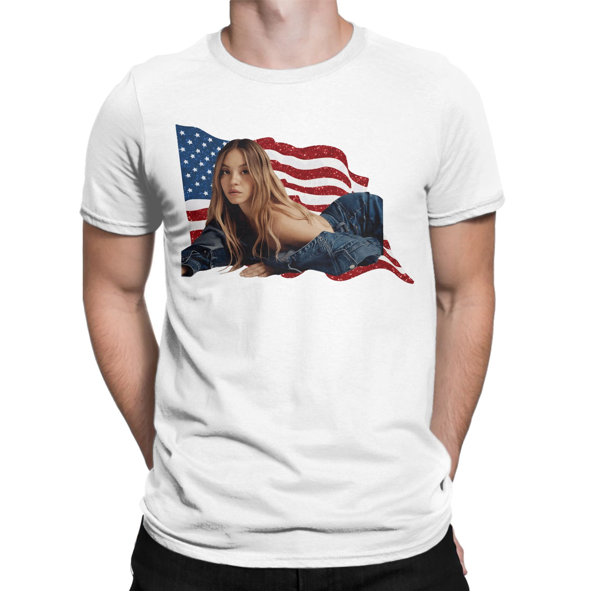 Men'S Fashion Sydney - Sydney Sweeney Katoenen T-shirt Man Zomer