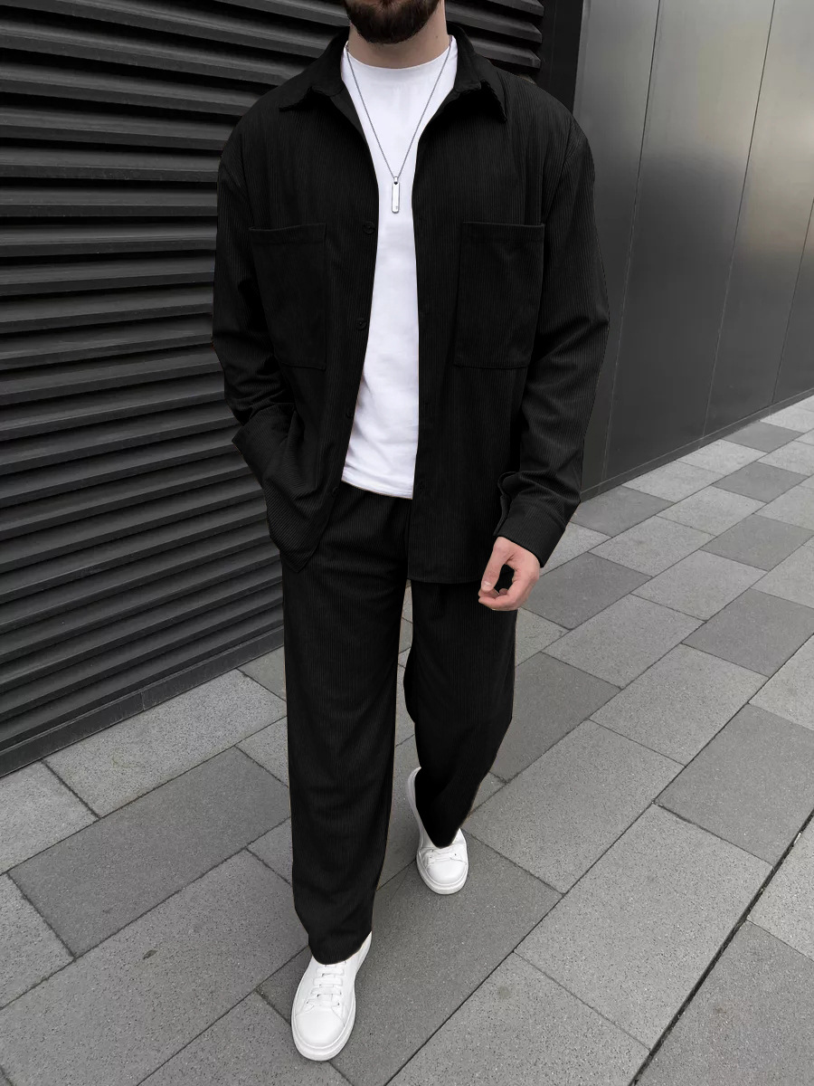 Mens Fashion Suits - Herenset van corduroy: overhemd met lange
