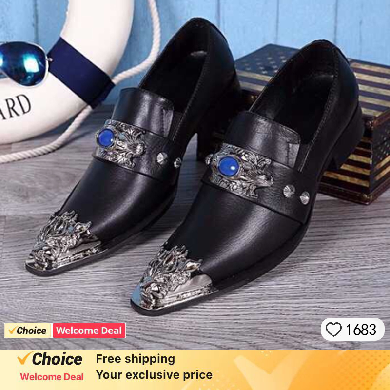 Oxford Shoes Brogue - Herenschoenen Italiaanse stijl puntige metalen neus