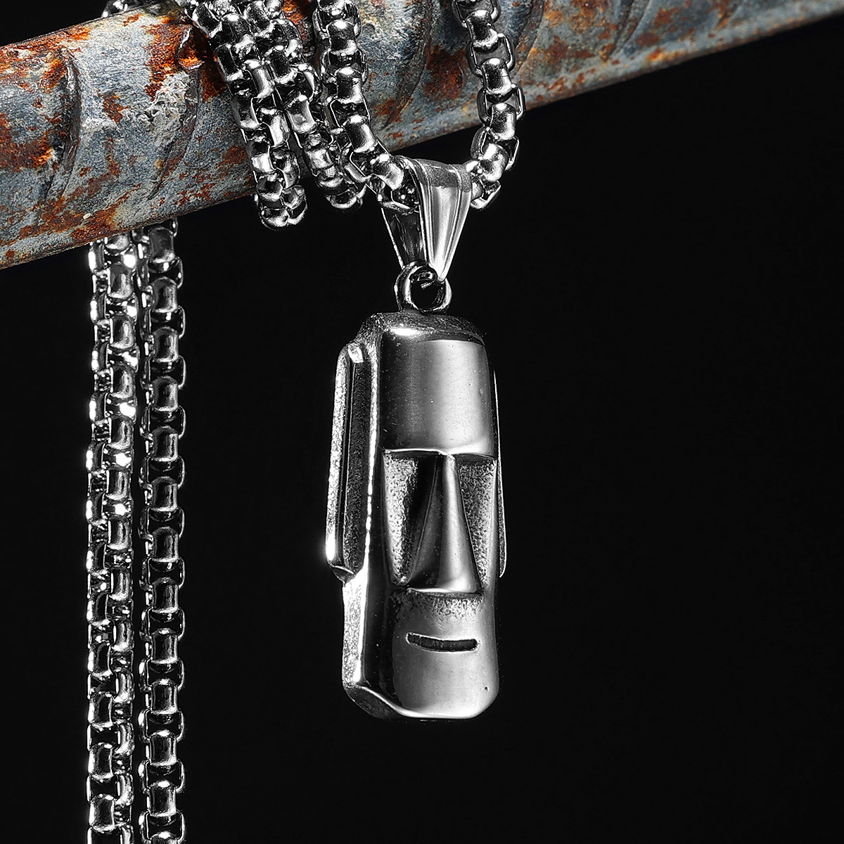 Mens Xmas Fashion - Moai Hangers Standbeeld Kettingen 316L Rvs
