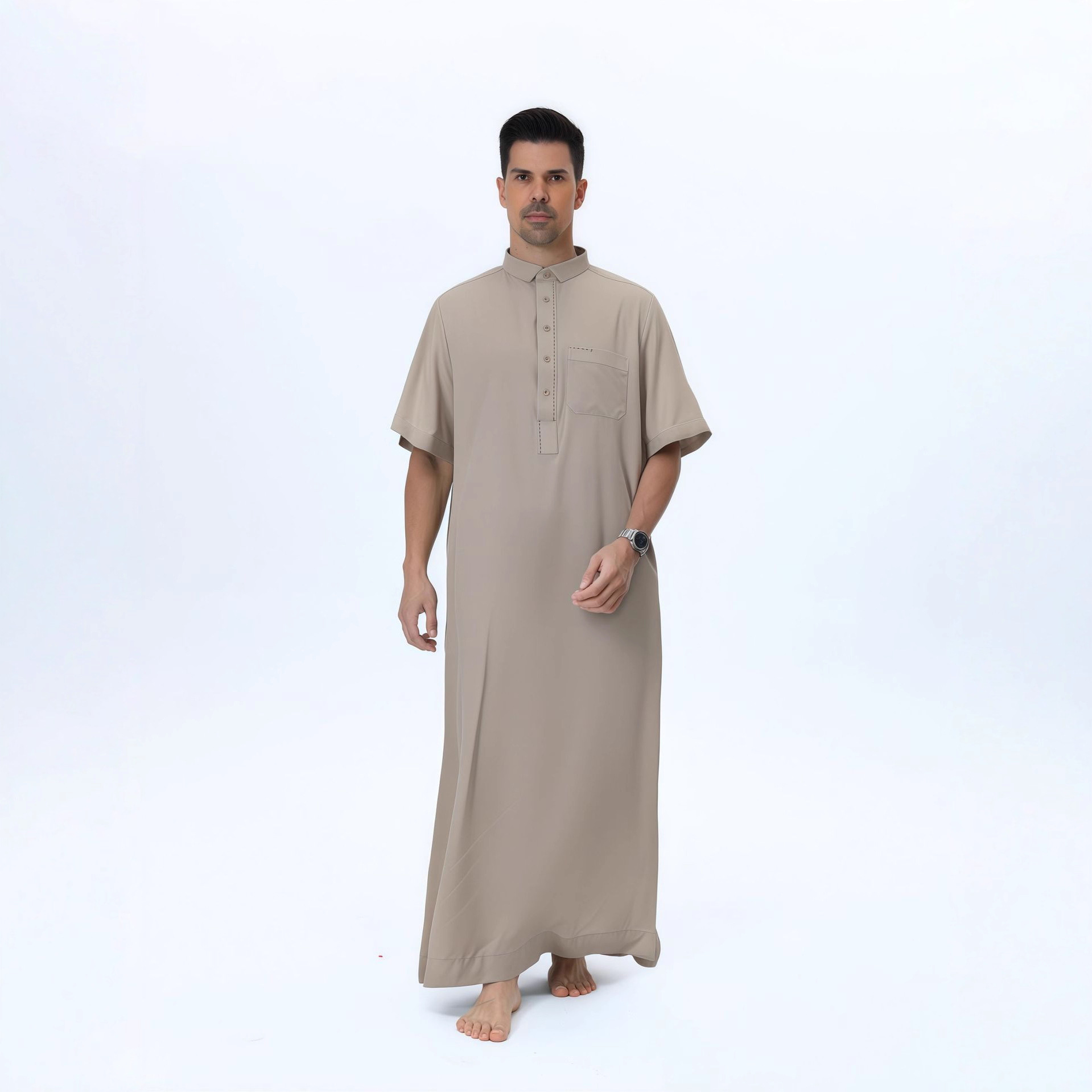 Men'S Fashion Qatar - Arabische herengewaad Qatar-stijl Thobe met korte