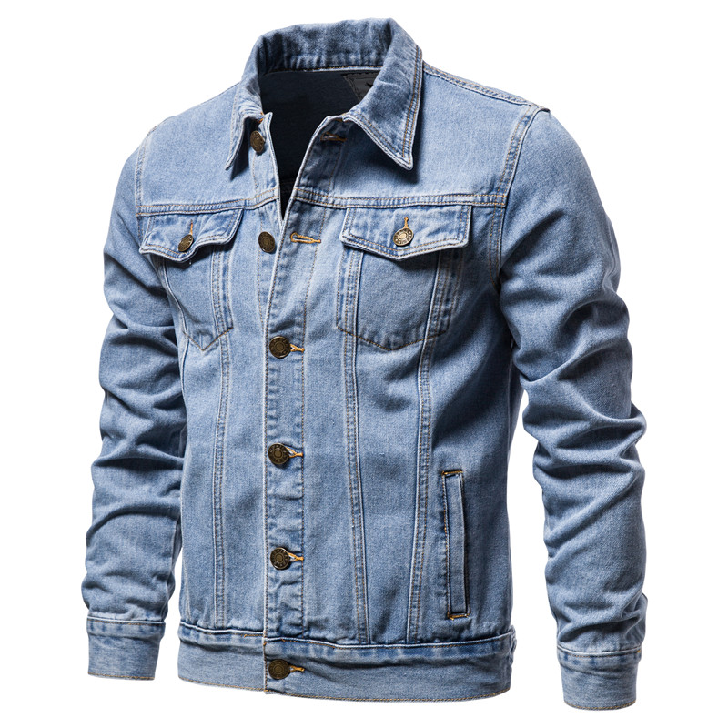 Men'S Fashion Overalls - 2025 Herfst Mannen Solid Denim Jassen