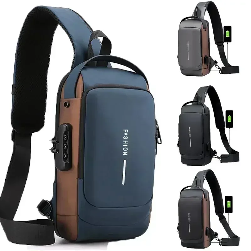 Crossbody Bag Men - Waterdichte anti-diefstal rugzak voor heren, USB-oplaadbare