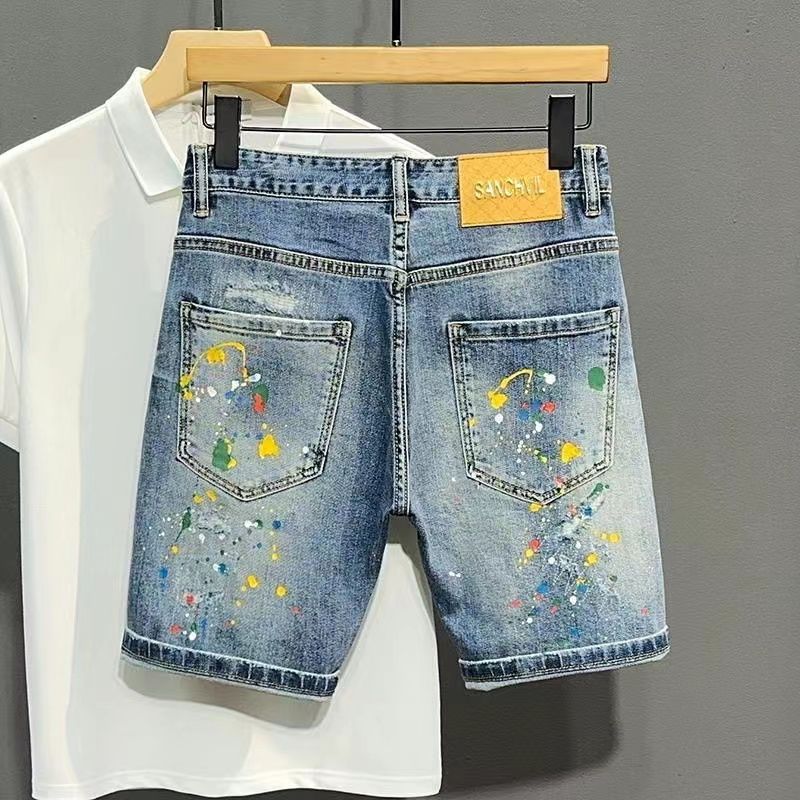 Heren korte jeans broek graffi - Men Fashion Jeans recensie en prijs