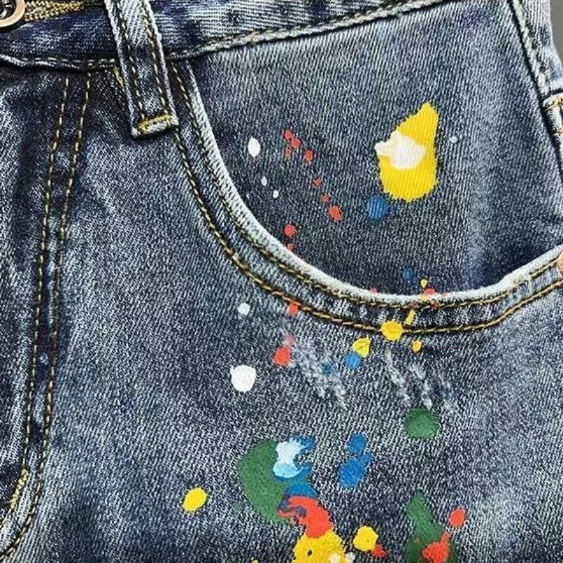 Heren korte jeans broek graffi - Men Fashion Jeans recensie en prijs