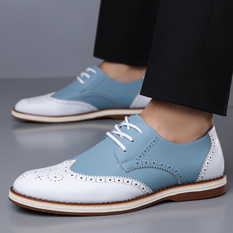 Heren Wit Blauw Tweekleurige B - Oxford Shoes Brogue recensie en prijs
