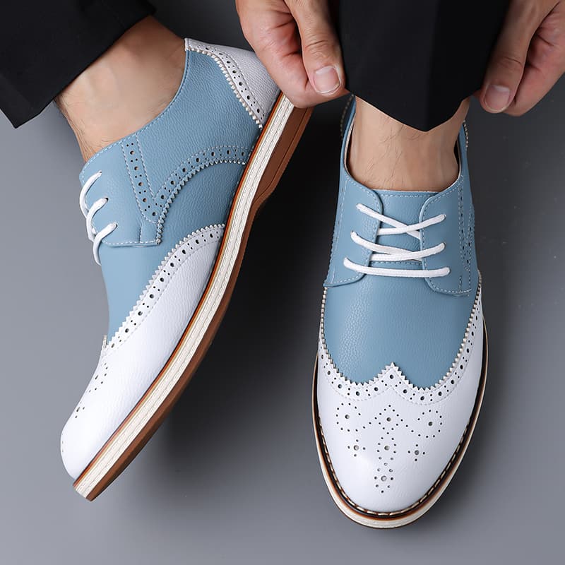 Heren Wit Blauw Tweekleurige B - Oxford Shoes Brogue recensie en prijs