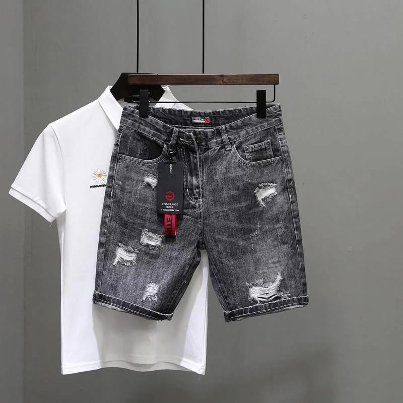 Heren Korte Jeans Broek Zwart  - Men Fashion Jeans recensie en prijs