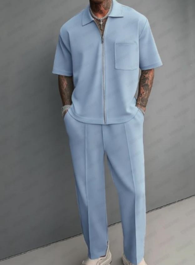 Heren 2-delige outfit, half-ri - Mens Fashion Zip Up recensie en prijs